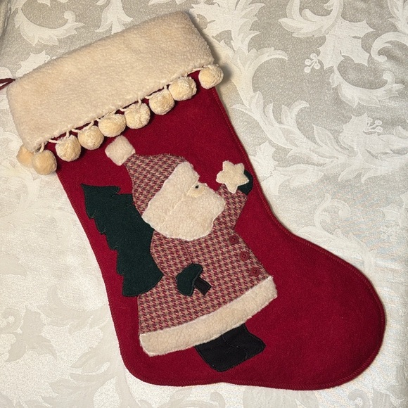 Other - Vintage Festive Red Christmas Stocking with Santa Design